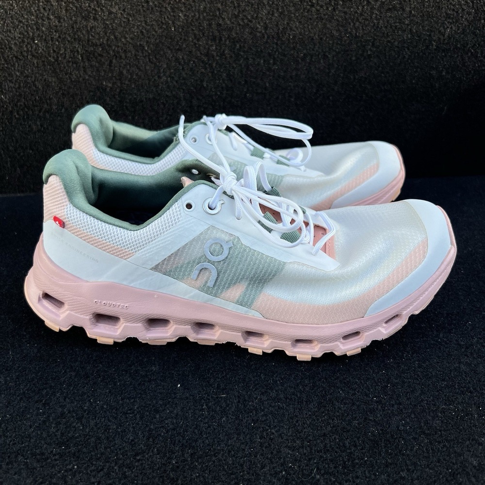 On Cloudvista Running Womens Shoes Pink Green CloudTec Rose / Frost Size 6